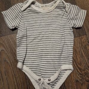 3-6 Month Rabbit + Bear Gray Striped Onesie